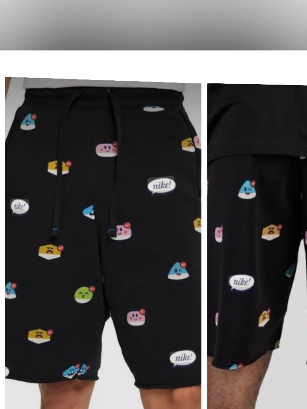 Nike Men's Black Athletic Shorts with Multicolor Emoji Print